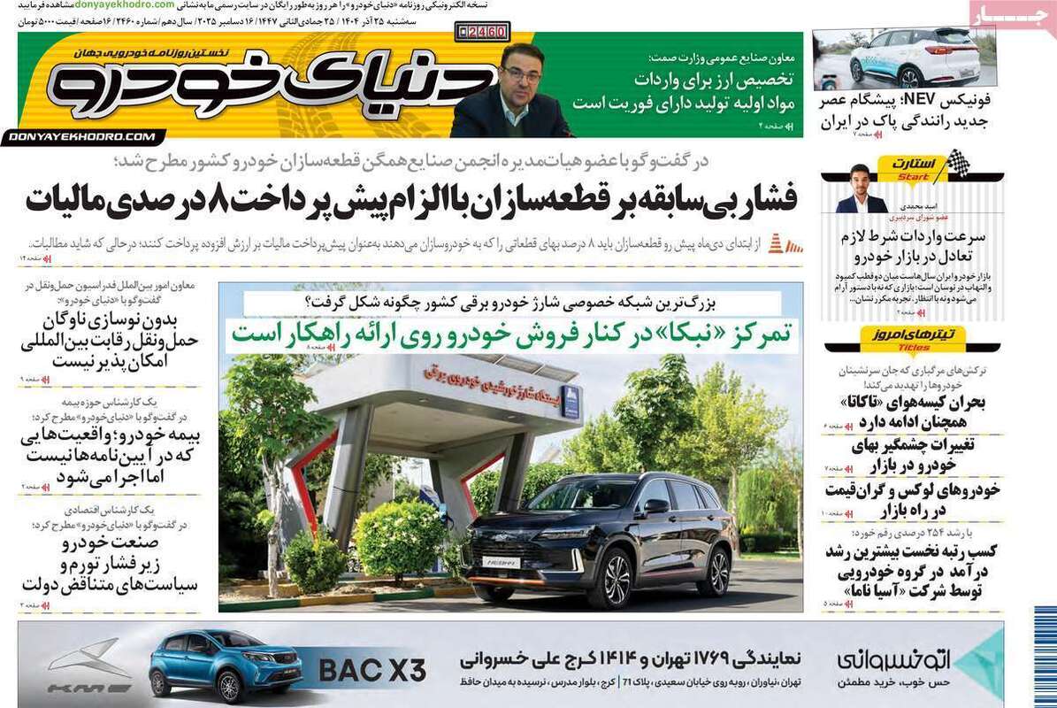 صفحه اول روزنامه‌های اقتصادی امرروز 25 آذر