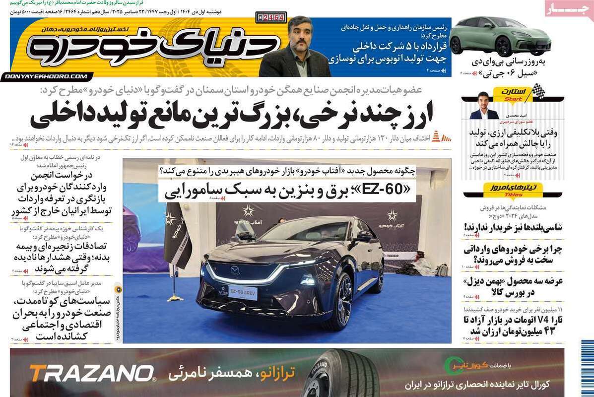 صفحه اول روزنامه‌های اقتصادی امروز  1 دی