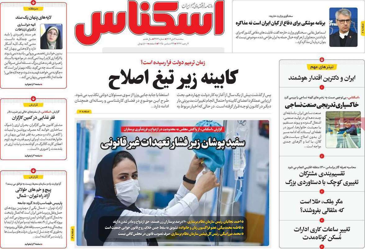 صفحه اول روزنامه‌های اقتصادی امروز  2 دی