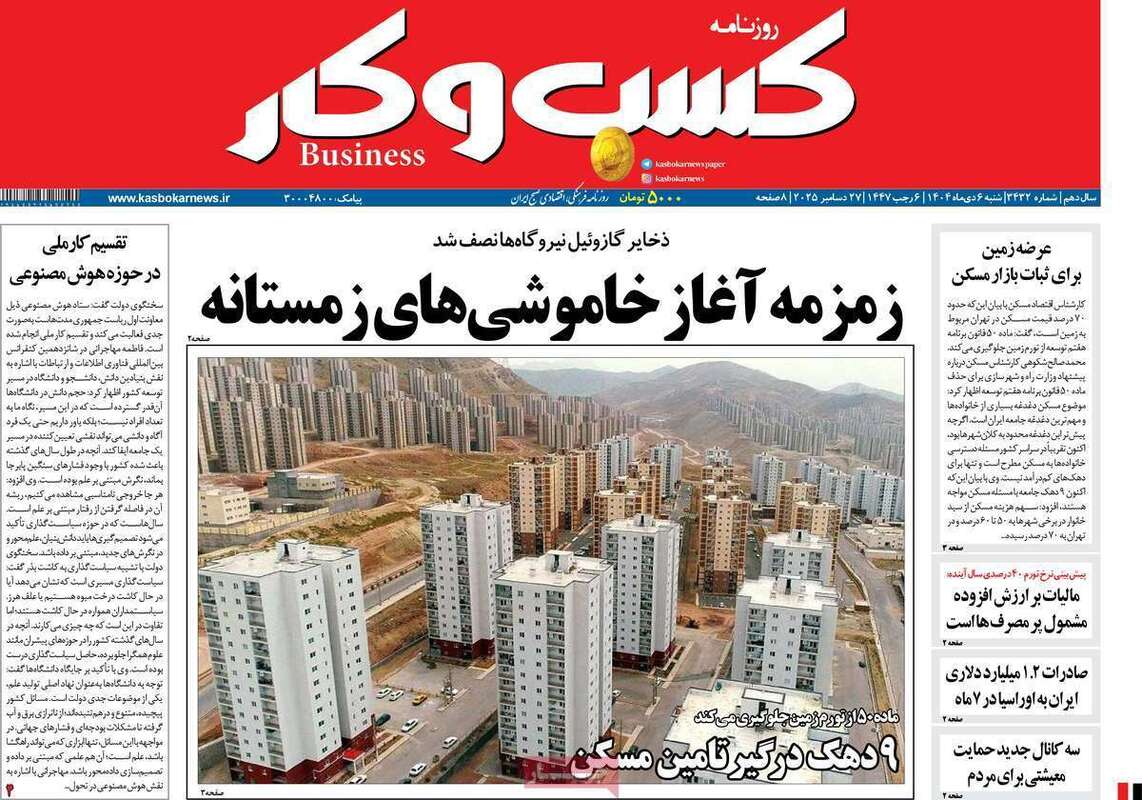 صفحه اول روزنامه‌های اقتصادی امروز  6 دی