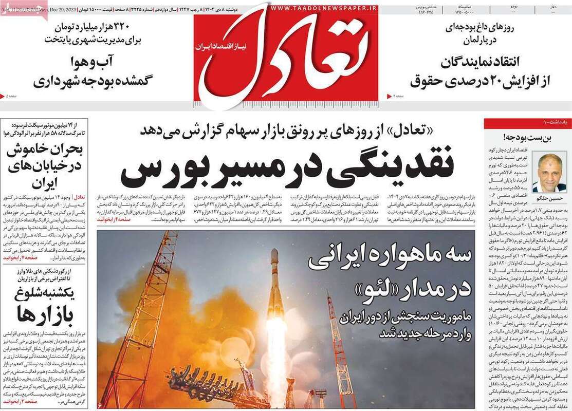 صفحه اول روزنامه‌های اقتصادی امروز  8 دی
