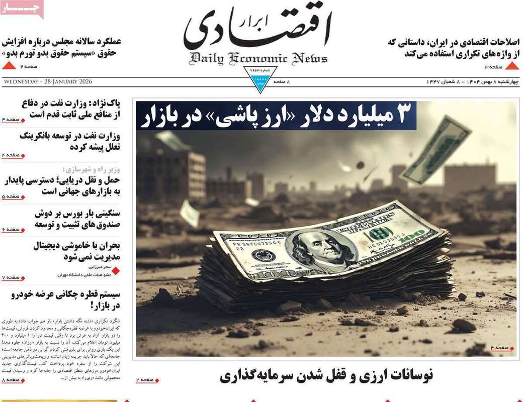 صفحه اول روزنامه‌های اقتصادی امروز  8بهمن