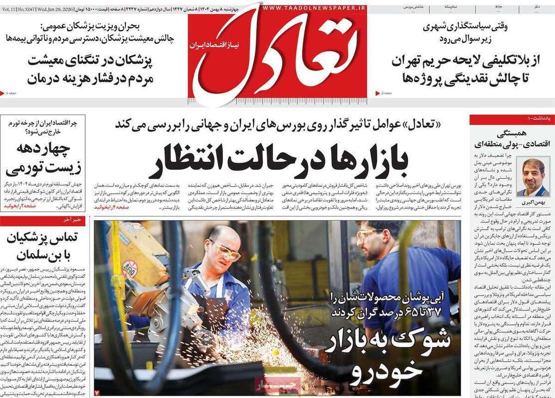صفحه اول روزنامه‌های اقتصادی امروز  8بهمن