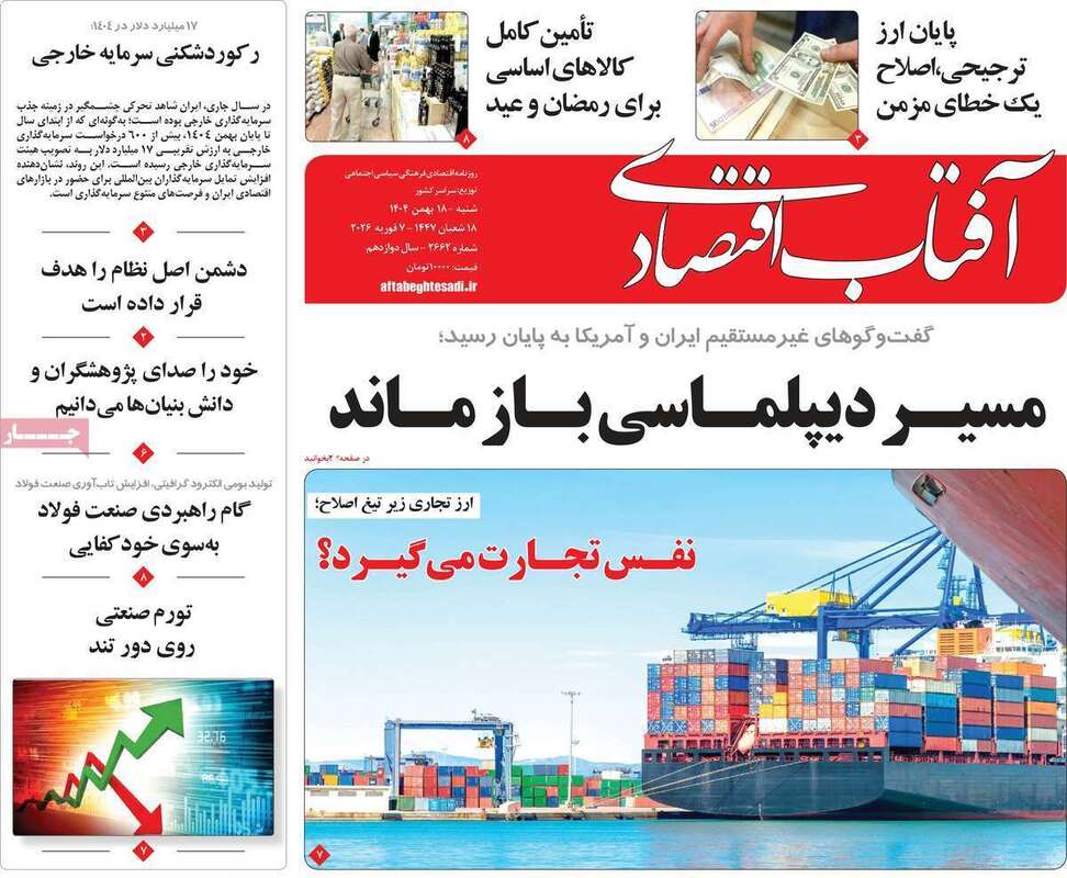 صفحه اول روزنامه‌های اقتصادی امروز 18 بهمن