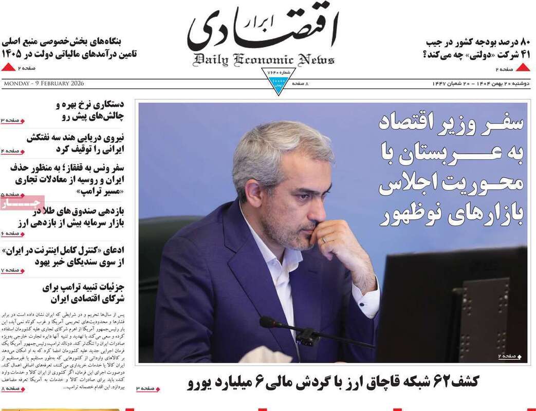 صفحه اول روزنامه‌های اقتصادی امروز 20 بهمن