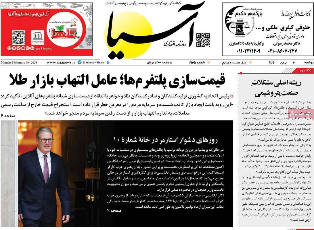 صفحه اول روزنامه‌های اقتصادی امروز 20 بهمن