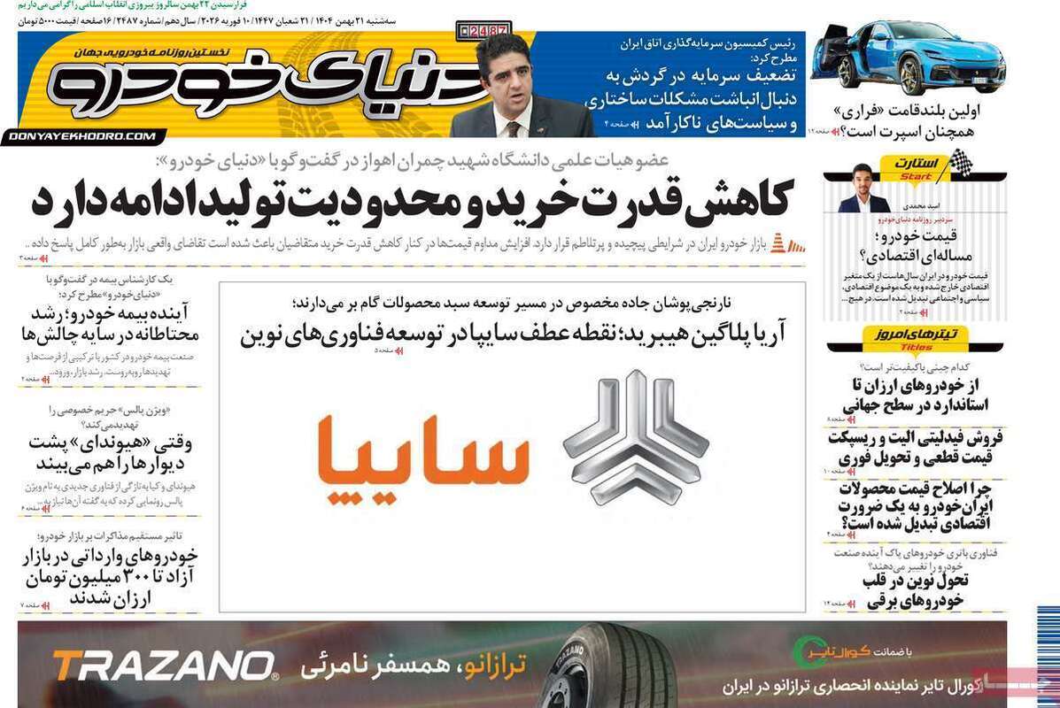صفحه اول روزنامه‌های اقتصادی امروز 21 بهمن