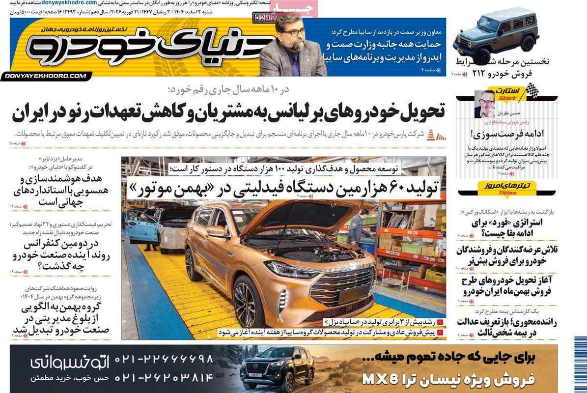 صفحه اول روزنامه‌های اقتصادی امروز 2 اسفند