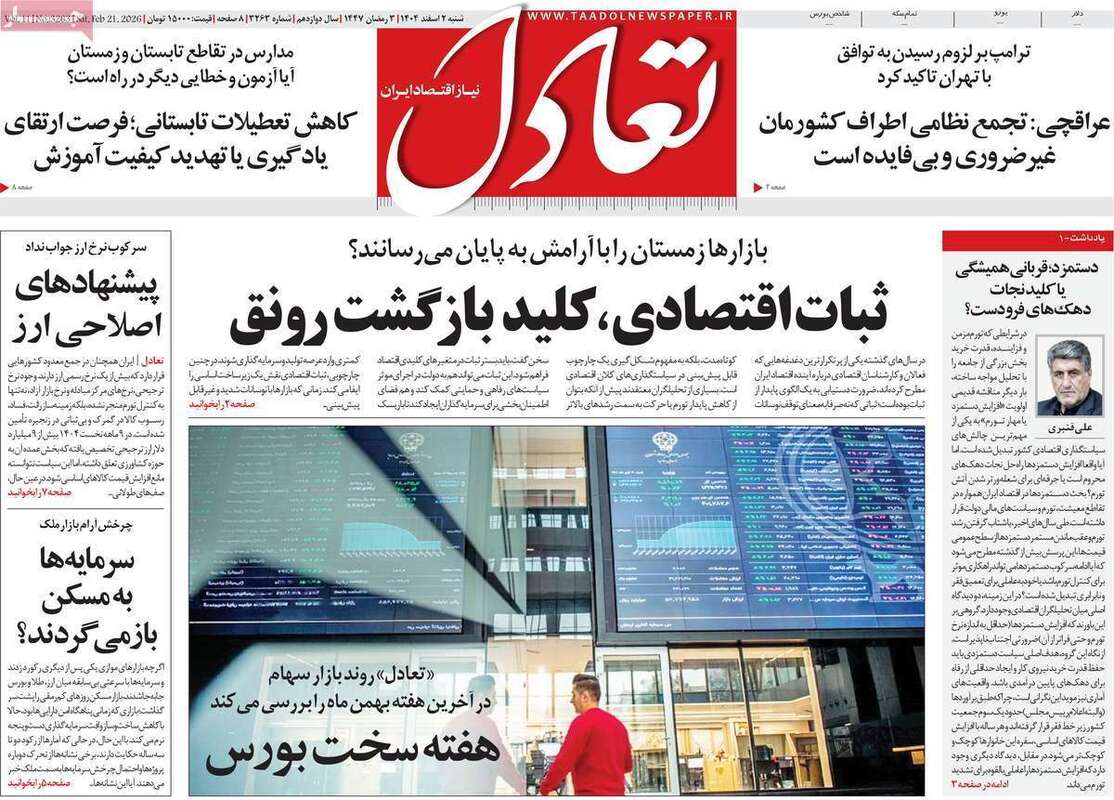 صفحه اول روزنامه‌های اقتصادی امروز 2 اسفند