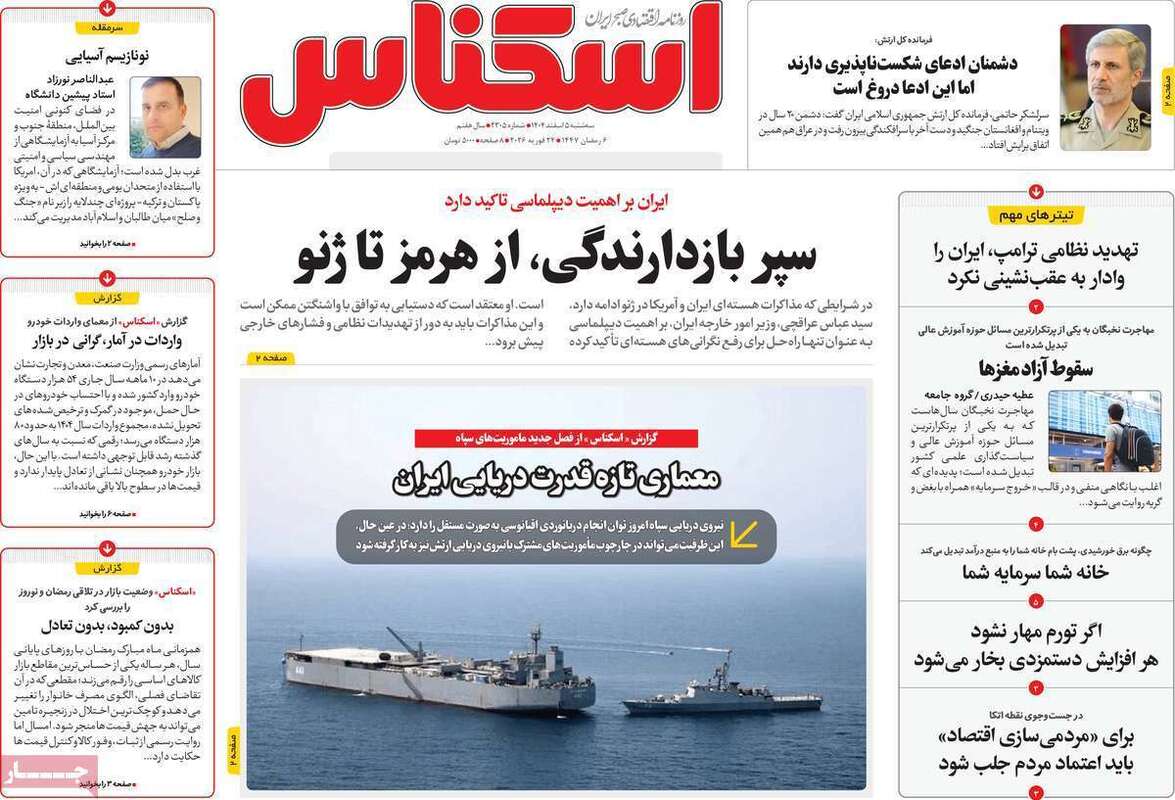 صفحه اول روزنامه‌های اقتصادی امروز 5 اسفند