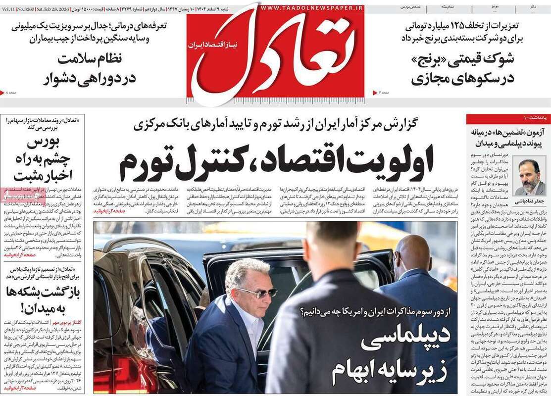 صفحه اول روزنامه‌های اقتصادی امروز 9 اسفند