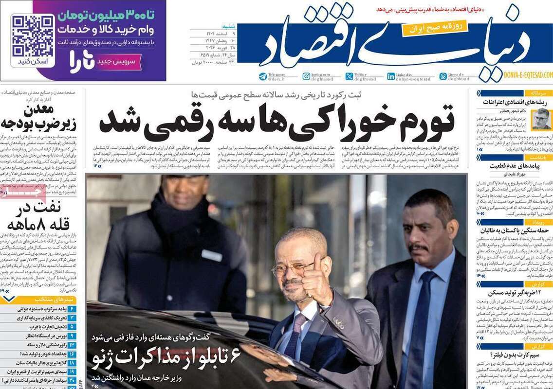 صفحه اول روزنامه‌های اقتصادی امروز 9 اسفند