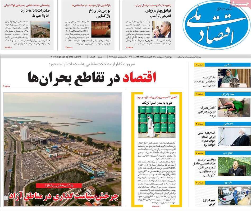 صفحه اول روزنامه‌های اقتصادی امروز 1 اردیبهشت