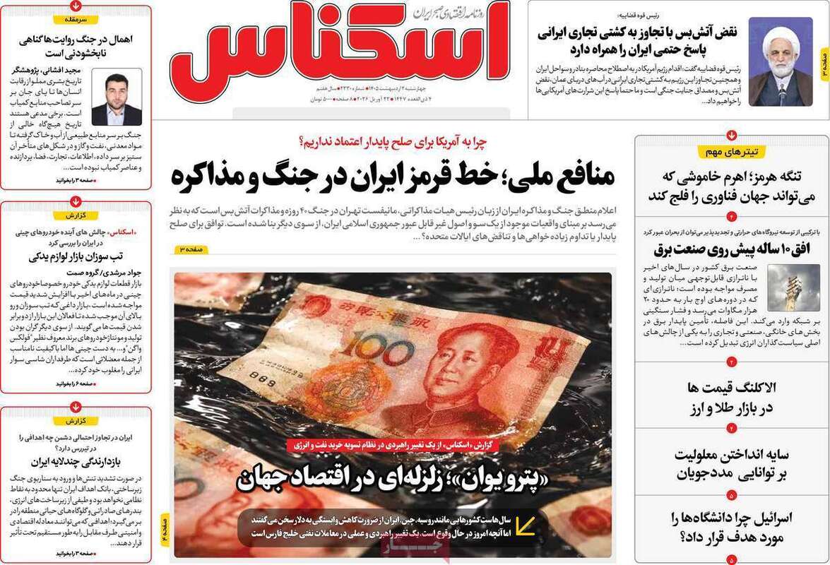 صفحه اول روزنامه‌های اقتصادی امروز 1 اردیبهشت