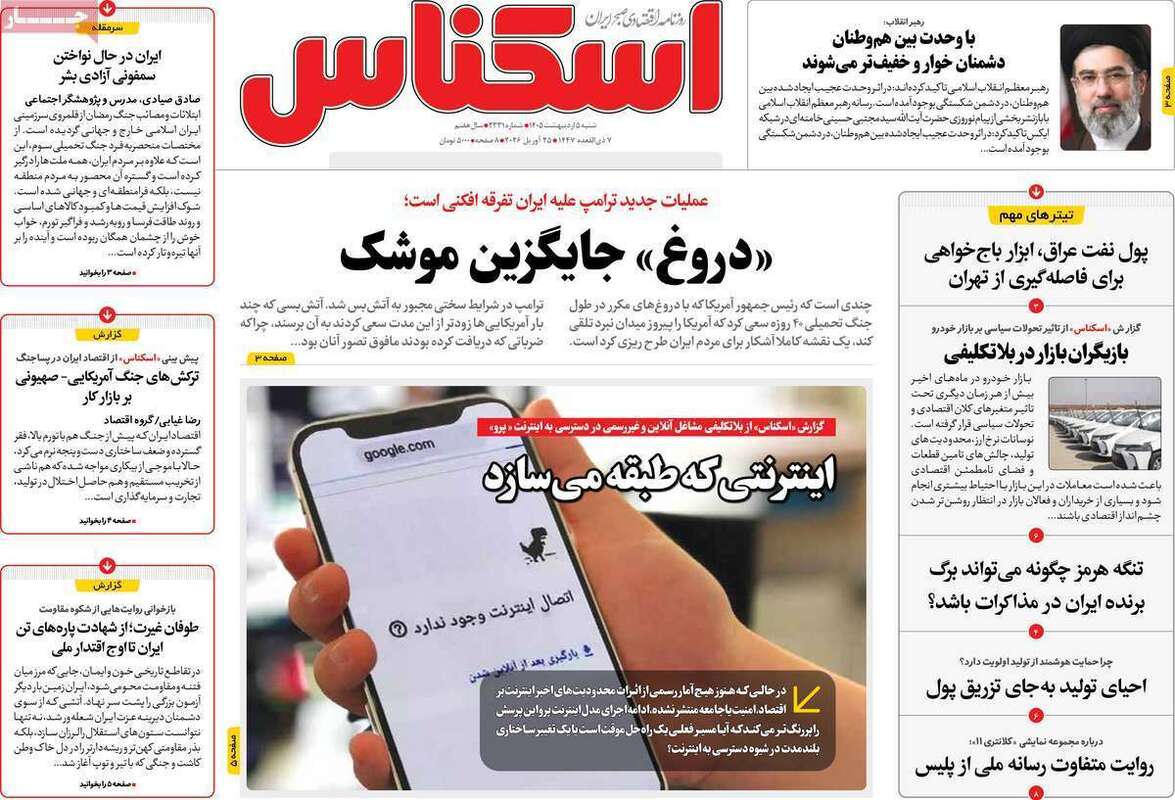 صفحه اول روزنامه‌های اقتصادی امروز 5 اردیبهشت