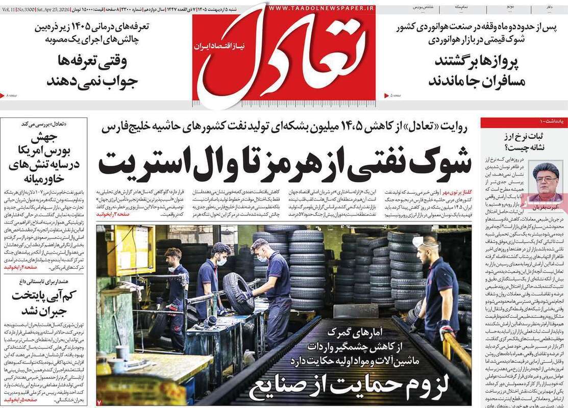 صفحه اول روزنامه‌های اقتصادی امروز 5 اردیبهشت