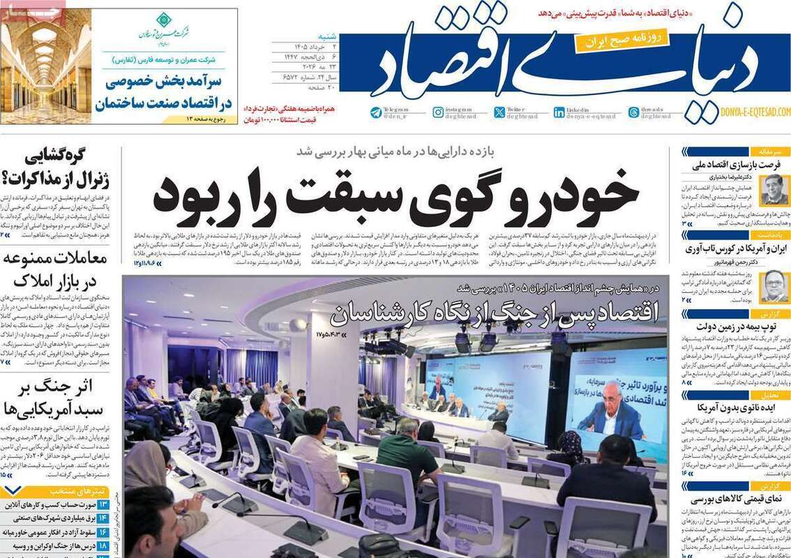 صفحه اول روزنامه‌های اقتصادی امروز 2 خرداد