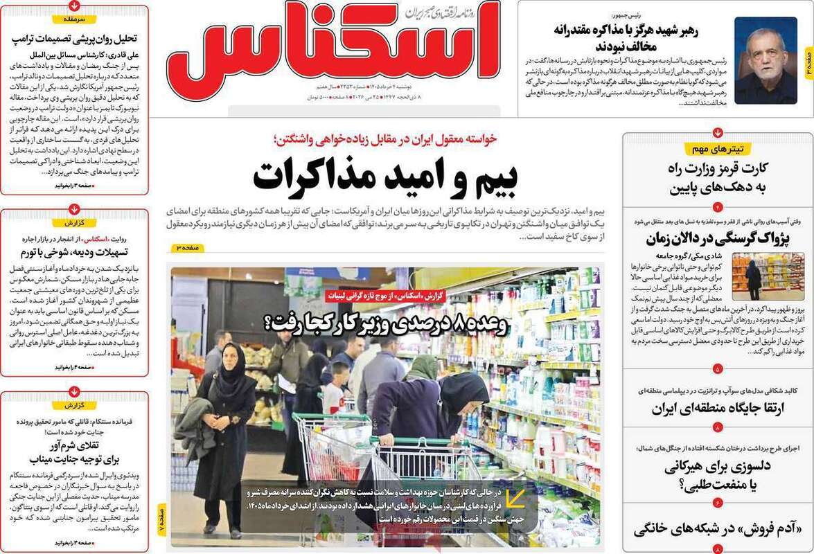 صفحه اول روزنامه‌های اقتصادی امروز 4 خرداد