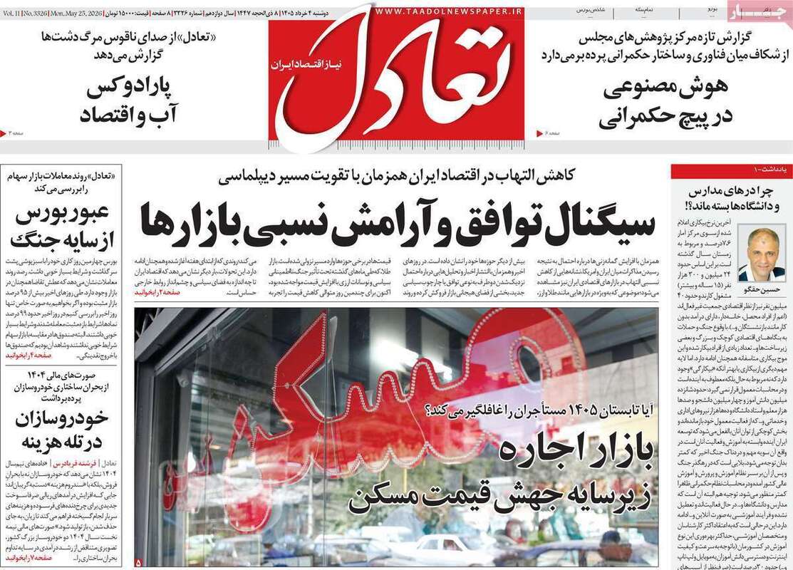 صفحه اول روزنامه‌های اقتصادی امروز 4 خرداد