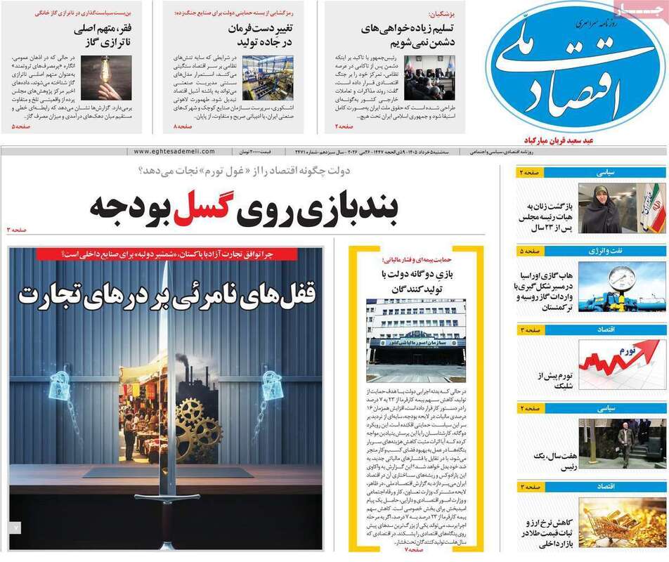 صفحه اول روزنامه‌های اقتصادی امروز 5 خرداد