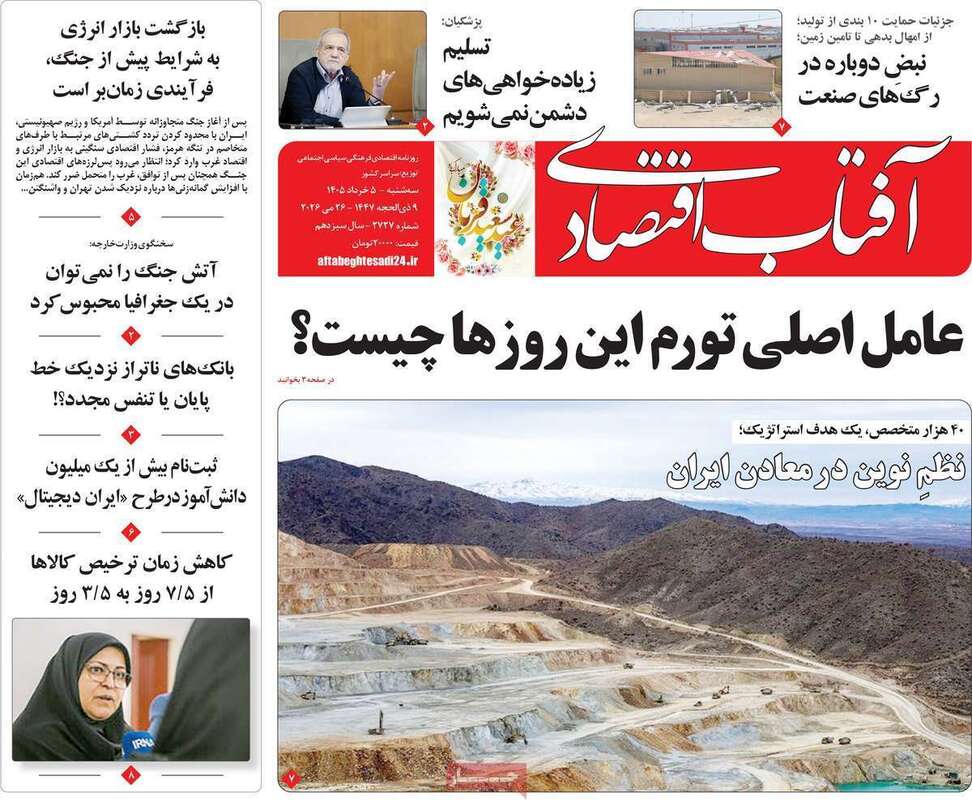 صفحه اول روزنامه‌های اقتصادی امروز 5 خرداد