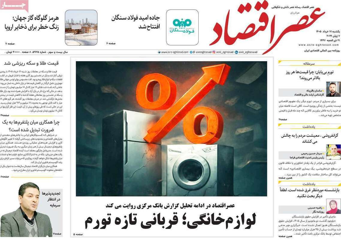 صفحه اول روزنامه‌های اقتصادی امروز 17 خرداد