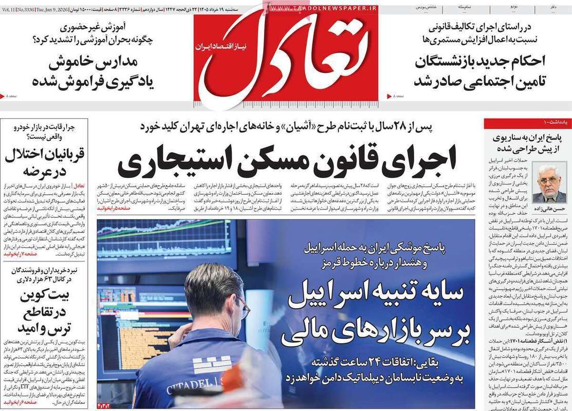 صفحه اول روزنامه‌های اقتصادی امروز 19 خرداد