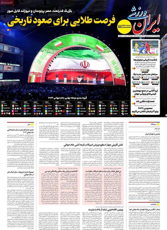 صفحه اول روزنامه‌های ورزشی امروز 15 آذر
