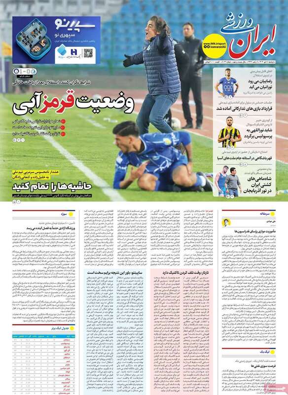 صفحه اول روزنامه‌های ورزشی امروز 8 دی