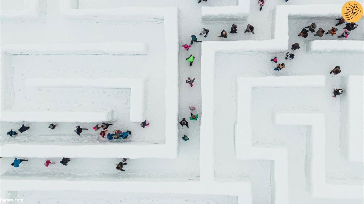 تصاویر جذاب بزرگترین هزارتوی برفی جهان
