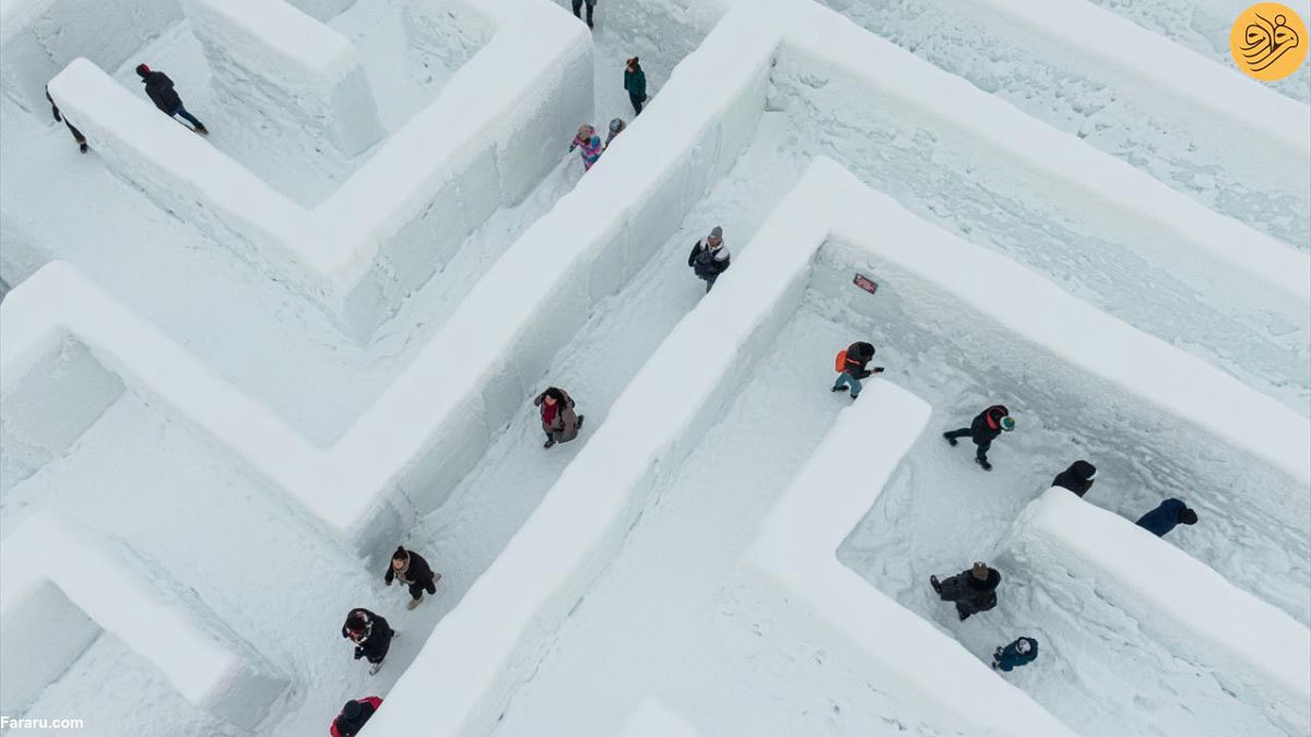 تصاویر جذاب بزرگترین هزارتوی برفی جهان