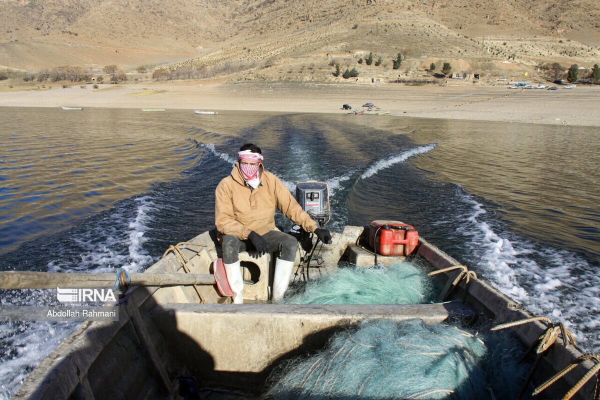 صید ماهی در سد مهاباد