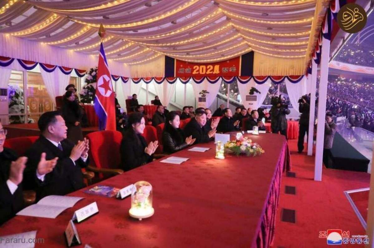 کیم جونگ اون با همسر و دخترش در جشن سال نو میلادی