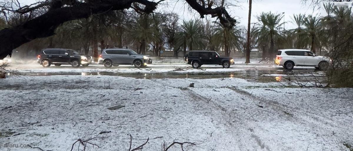 بارش غافلگیرکننده برف در امارات | تصاویر