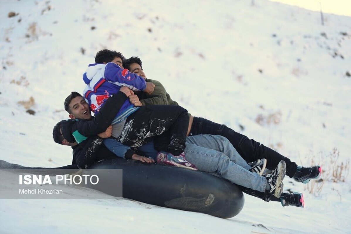  تفریح پرخطر زمستانی در همدان 