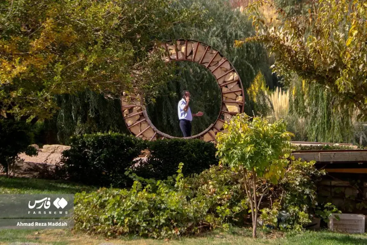 رقص برگ‌های پاییزی در باغ گل‌های شیراز