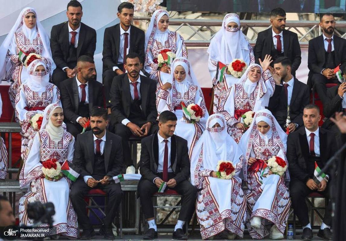 مراسم جشن عروسی ۵۴ زوج در غزه