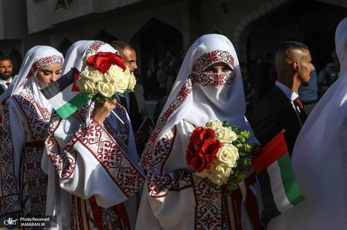 مراسم جشن عروسی ۵۴ زوج در غزه
