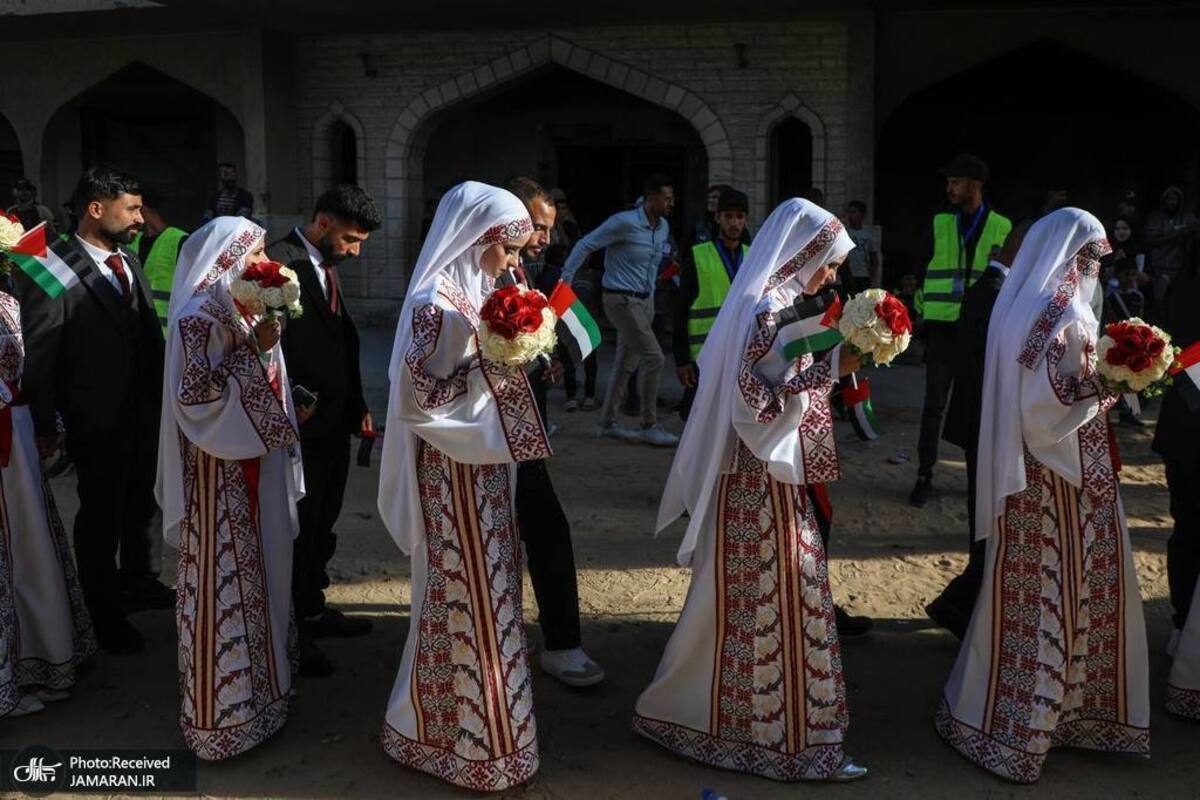 مراسم جشن عروسی ۵۴ زوج در غزه