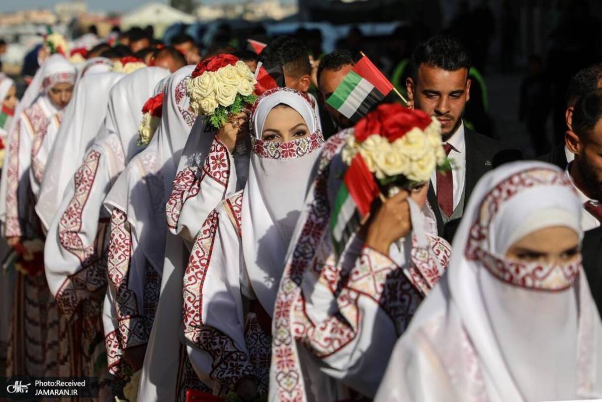 مراسم جشن عروسی ۵۴ زوج در غزه