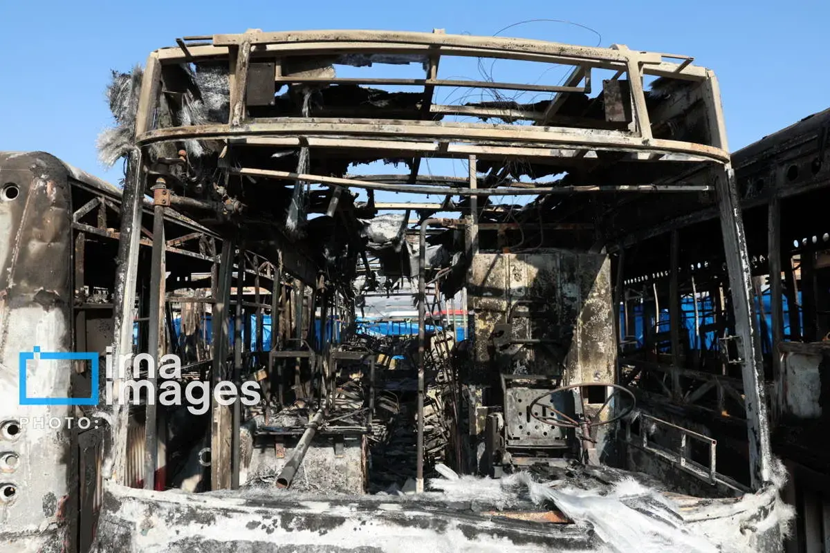 خسارات وارده به اتوبوس‌های تهران در پی حوادث اخیر