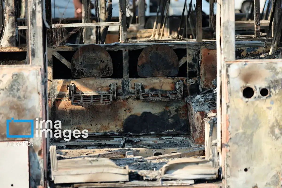 خسارات وارده به اتوبوس‌های تهران در پی حوادث اخیر
