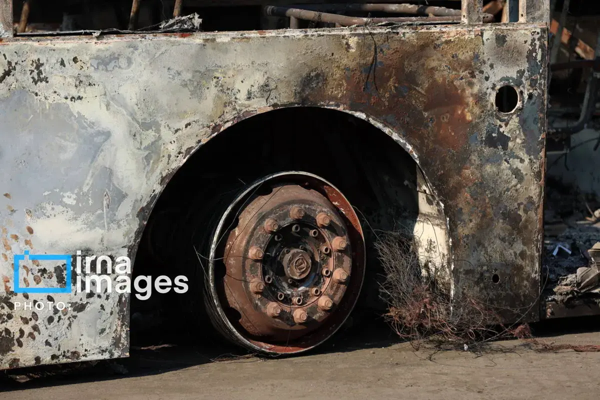 خسارات وارده به اتوبوس‌های تهران در پی حوادث اخیر