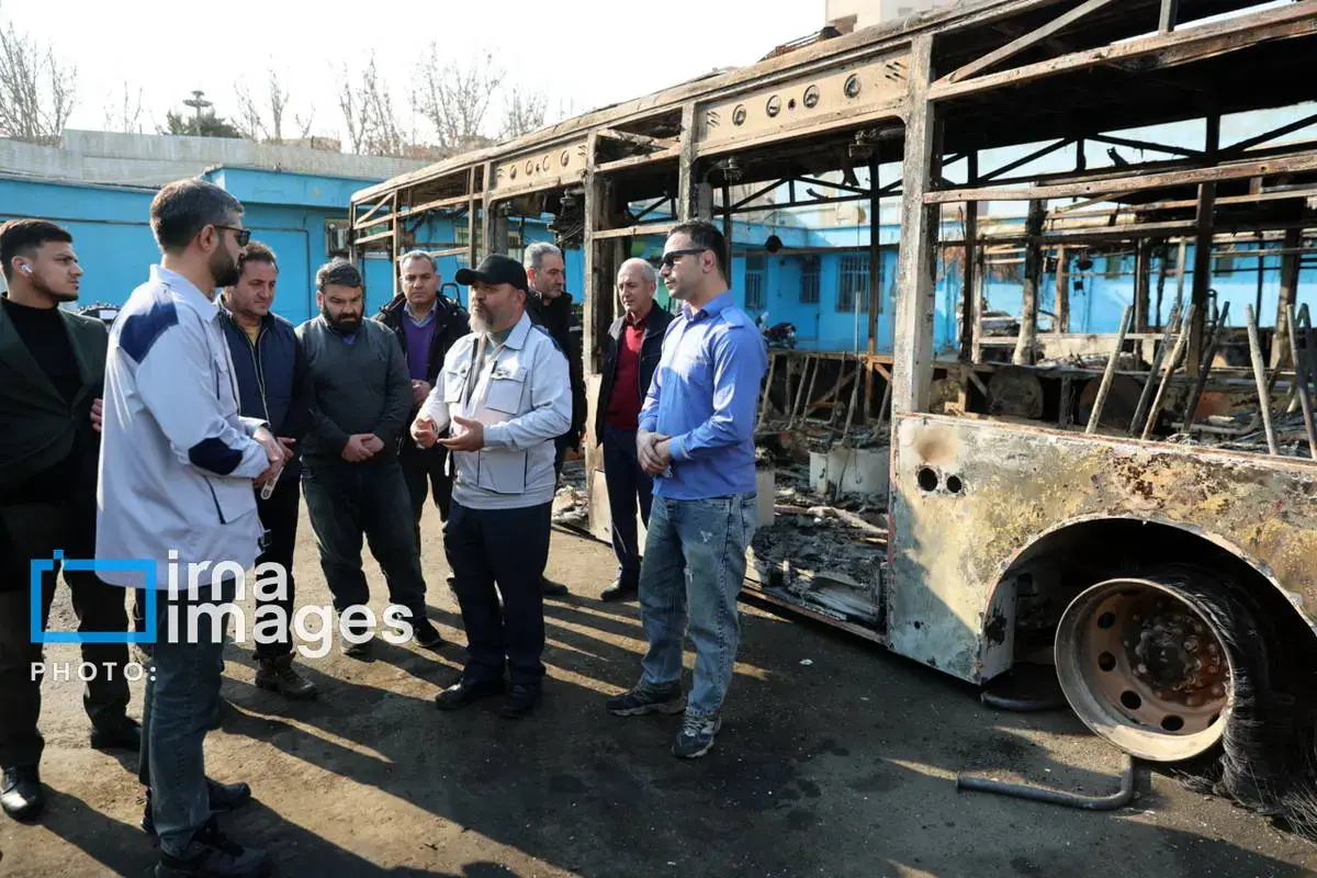 خسارات وارده به اتوبوس‌های تهران در پی حوادث اخیر