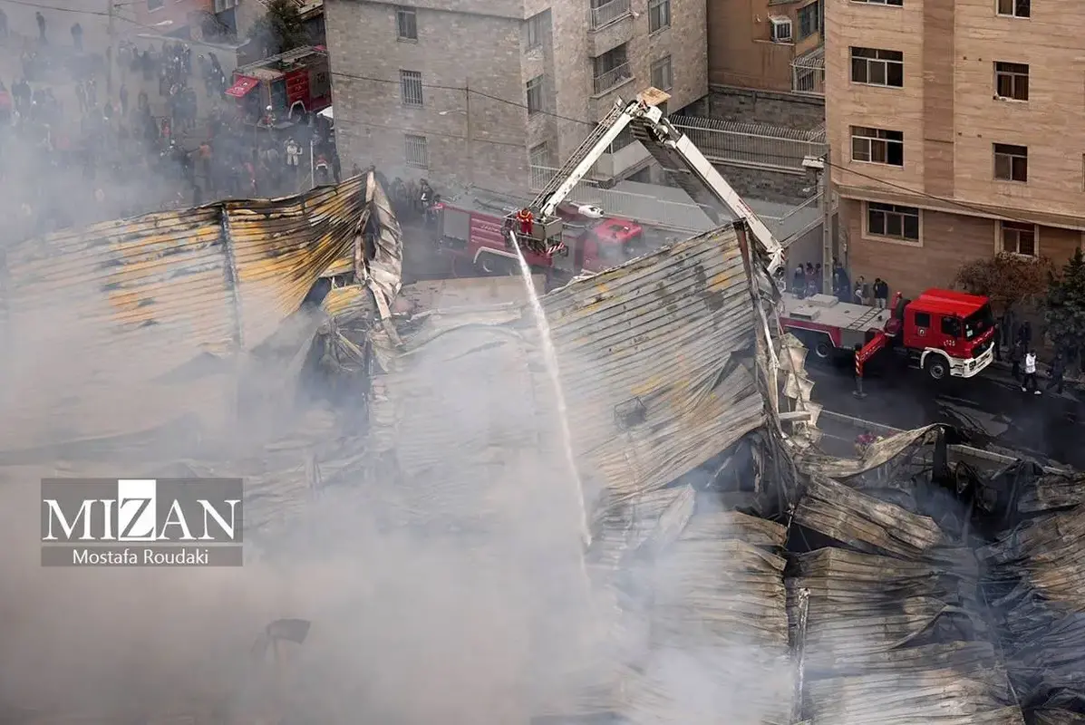 آتش سوزی گسترده بازارچه جنت آباد تهران 