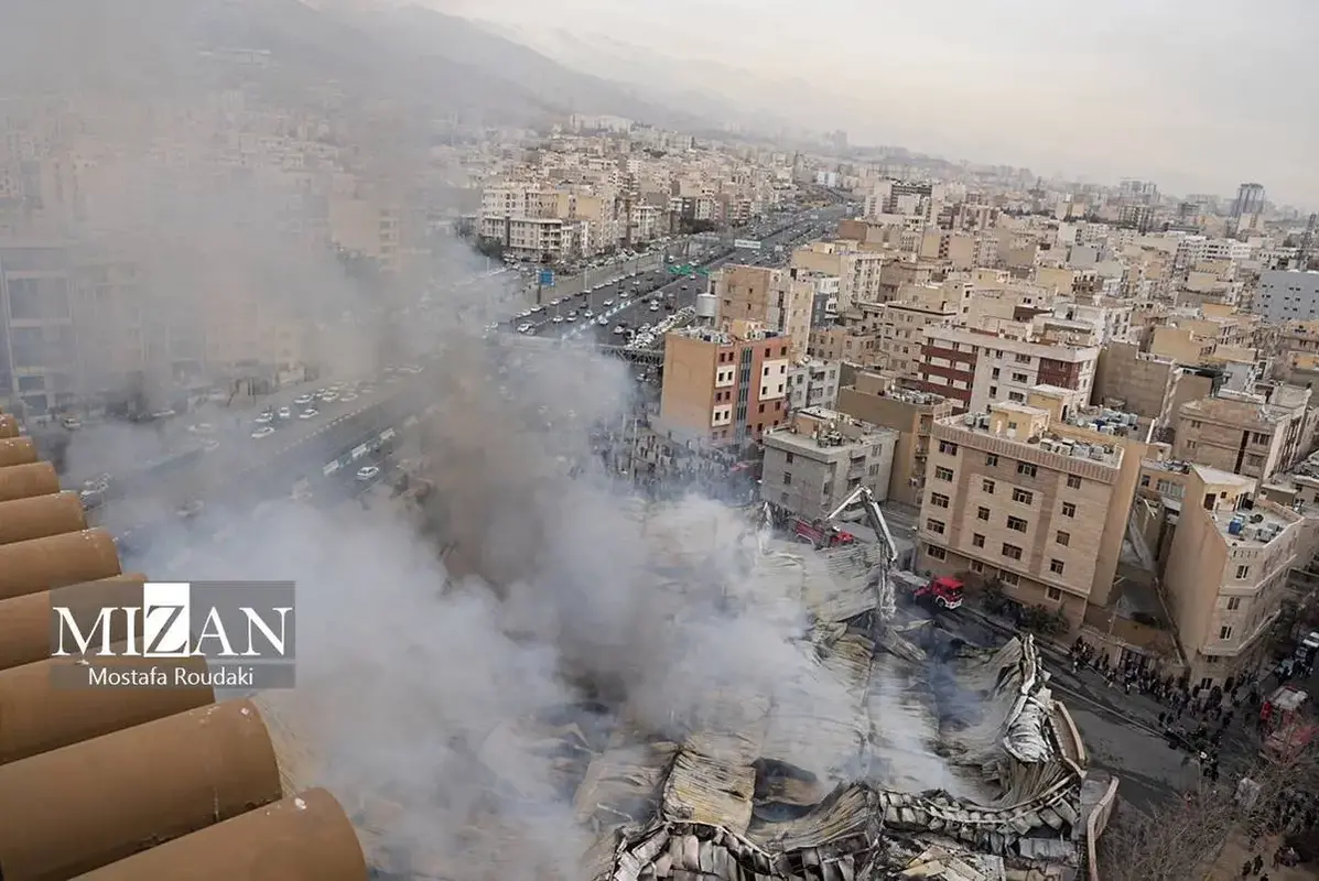 آتش سوزی گسترده بازارچه جنت آباد تهران 