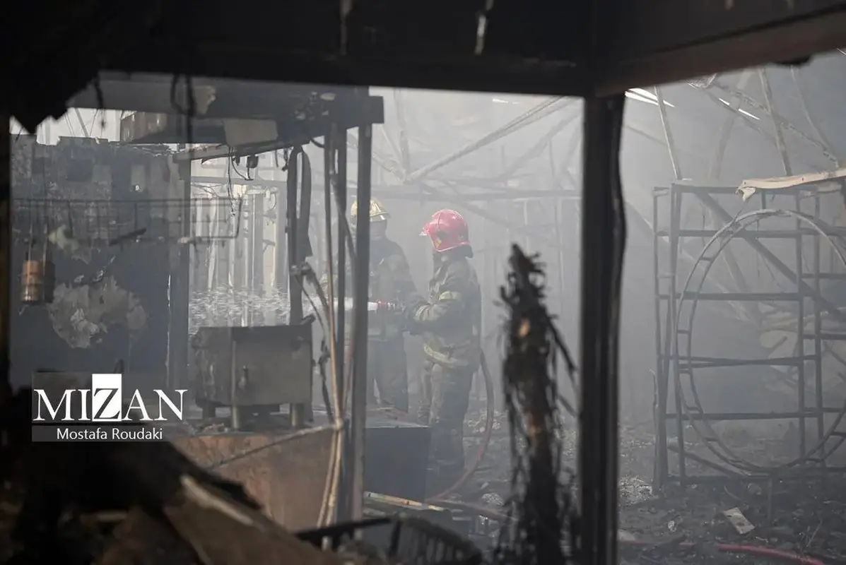 آتش سوزی گسترده بازارچه جنت آباد تهران 