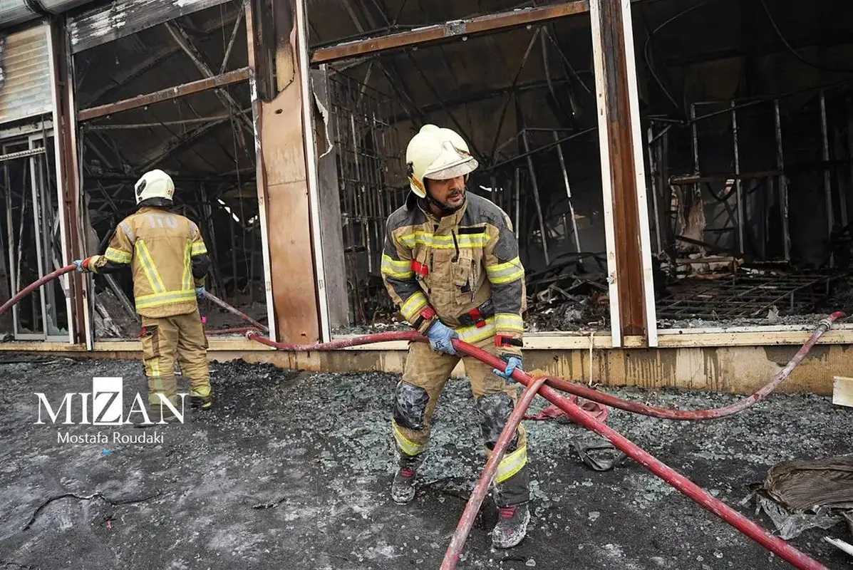 آتش سوزی گسترده بازارچه جنت آباد تهران 