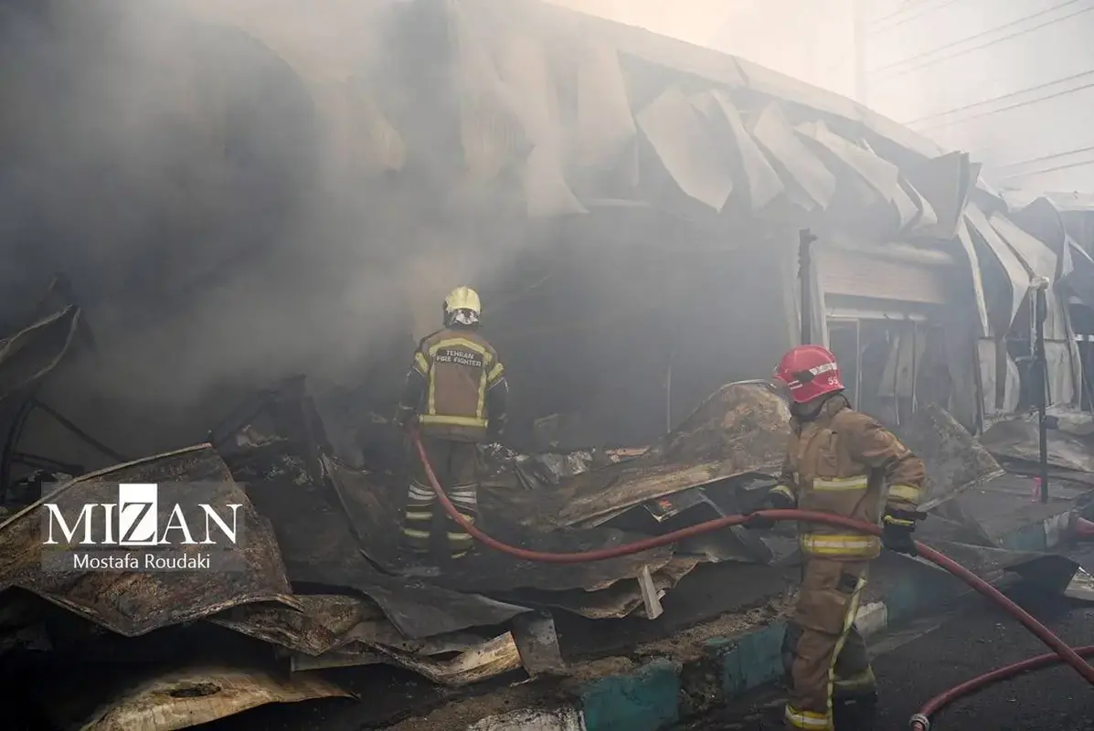 آتش سوزی گسترده بازارچه جنت آباد تهران 