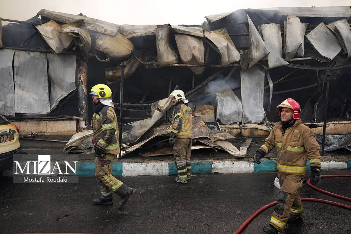 آتش سوزی گسترده بازارچه جنت آباد تهران 